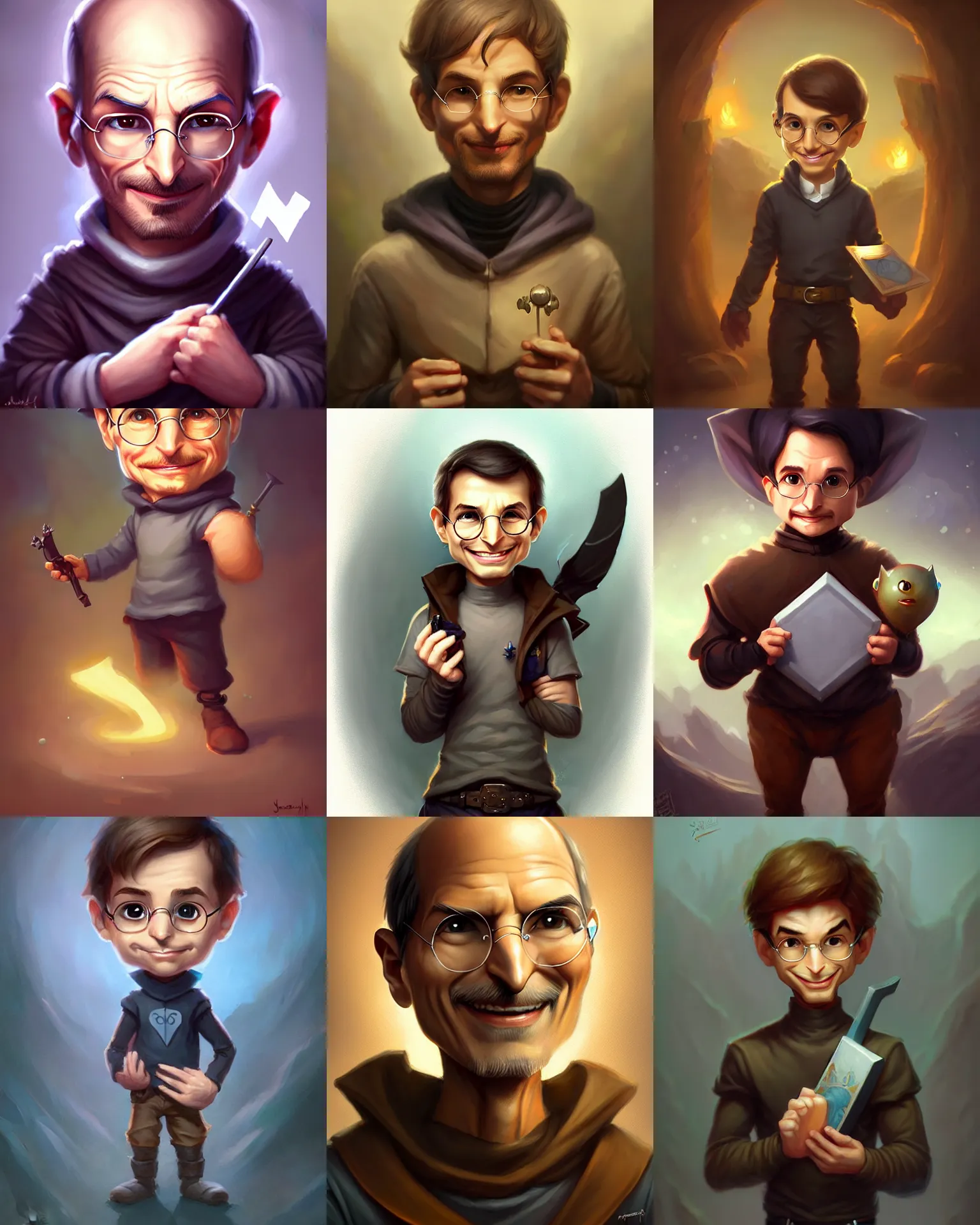 Prompt: cute little anthropomorphic steve jobs cute and adorable, pretty, beautiful, dnd character art portrait, matte fantasy painting, deviantart artstation, by jason felix by steve argyle by tyler jacobson by peter mohrbacher, cinema