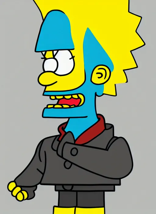 Image similar to digital art of statue of bart simpson in business suit