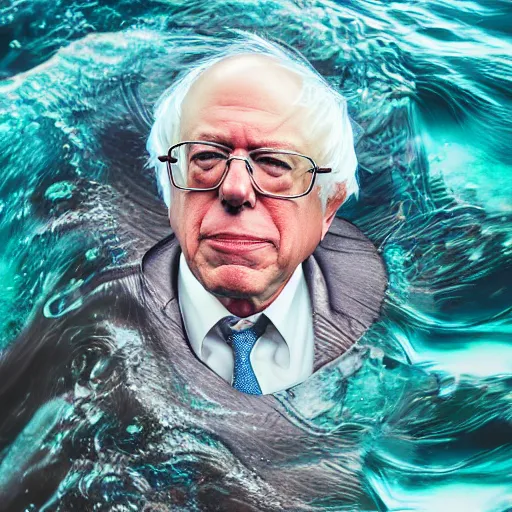 Image similar to Bernie Sanders as a Mermaid, perfect face, intricate, Sony a7R IV, symmetric balance, polarizing filter, Photolab, Lightroom, 4K, Dolby Vision, Photography Award