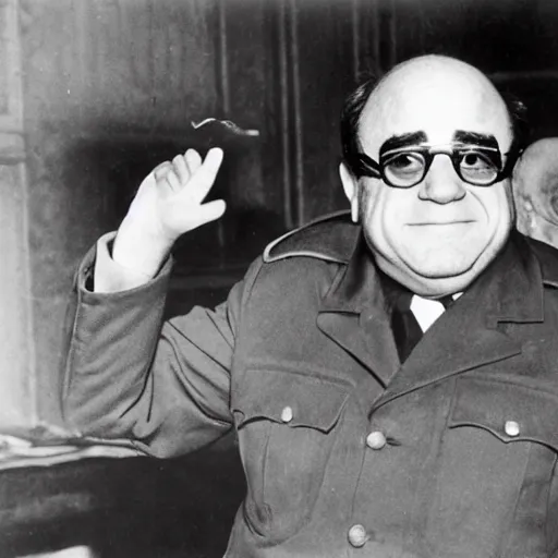 Image similar to portrait photograph of danny devito as a nazi officer in ww 2