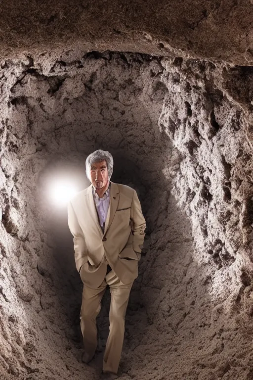 Image similar to cinematic still randy mantooth emerging from inside a giant hole made of flesh, 4 k, dramatic lighting