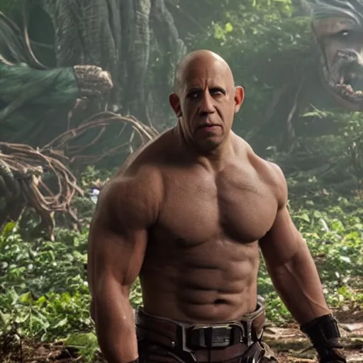Prompt: film still of Vin Diesel as Groot in Guardians of the Galaxy