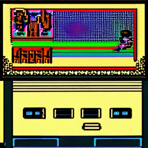 Image similar to slightly blurry and grainy photographic proof of a nes port of zelda running on the commodore 6 4.