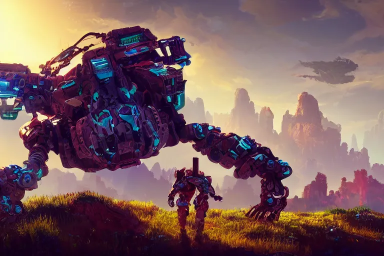 Image similar to rollerback machine mecanical creature robot of horizon forbidden west horizon zero dawn bioluminiscence global illumination ray tracing hdr fanart arstation by ian pesty and alena aenami artworks in 4 k