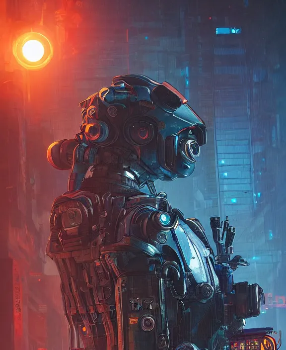 Image similar to cyberpunk pathfinder robot from apex legends character portrait ( blade runner 2 0 4 9 ), portrait by james gurney and laurie greasley, concept art, cinematic composition, dramatic lighting, highly detailed, vintage sci - fi