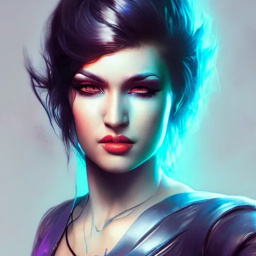 Image similar to electric woman, cute - fine - face, pretty face, oil slick hair, realistic shaded perfect face, extremely fine details, realistic shaded lighting, dynamic background, artgerm, 8 k ultra realistic, highly detailed, octane render, ivan aivazovsky