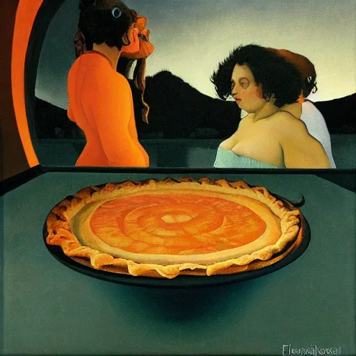 Image similar to a beautiful painting by gerald brom trending on artstation aquatic deepfried hovering reservoir cylinder corgie mango Beech New York Pie, by Felix Vallotton and Johfra Bosschart and Monsù Desiderio, impression