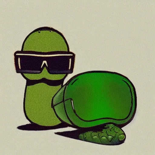 Prompt: a pickle wearing sunglasses