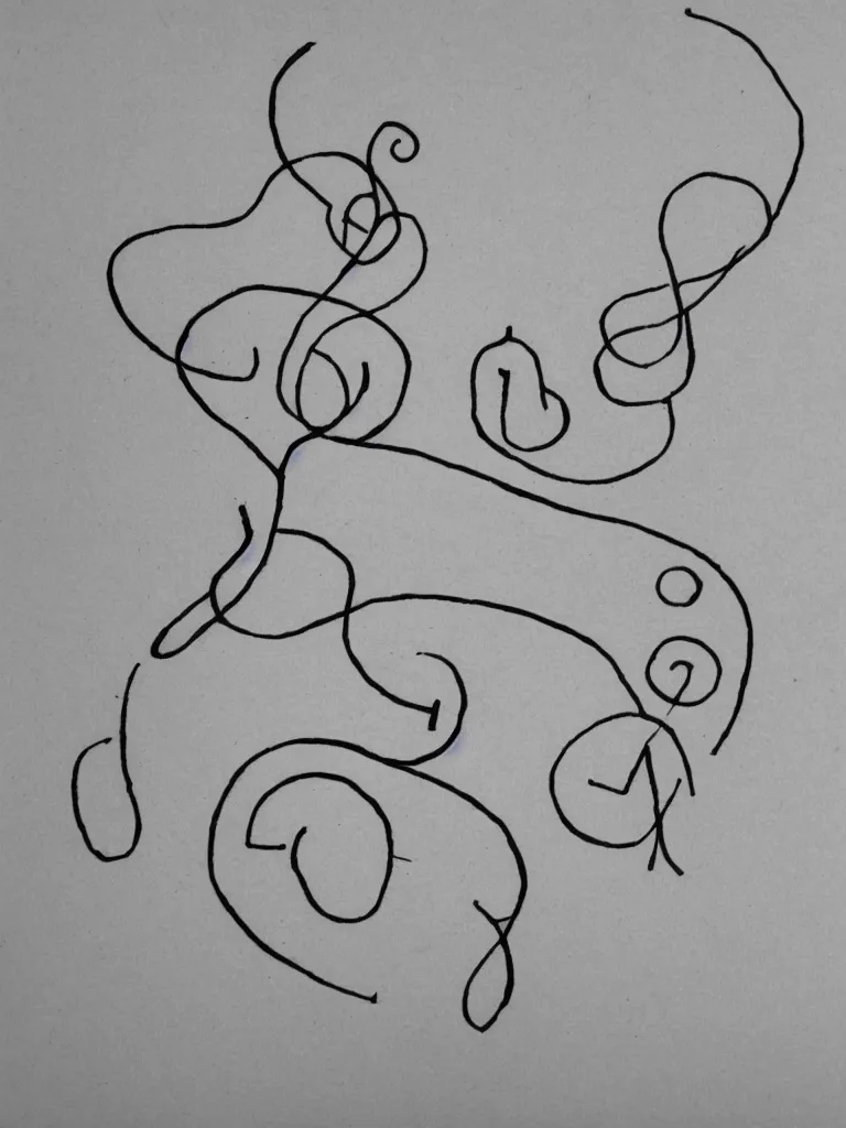 Prompt: minimal single line big marker tracing of an acorn that turns into a tree in the shape of a treble clef with a perceptual edge in the middle, single line drawing with small color explosions