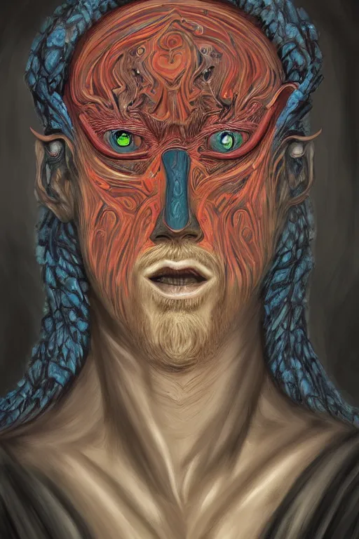 Image similar to portrait of man with seven eyes | digital painting | highly detailed | fantasy