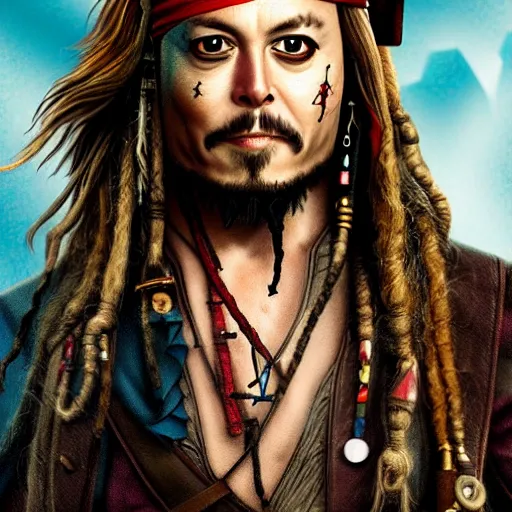 Image similar to Elon Musk as a Jack Sparrow from Pirates of the Caribbean, artstation, digital art, hyperrealistic, high quality, high detalied, 8K,