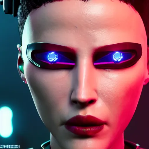 Image similar to female V from Cyberpunk 2077 wearing spiked black choker around neck, realistic, art, beautiful, 4K, HD, collar, technological,