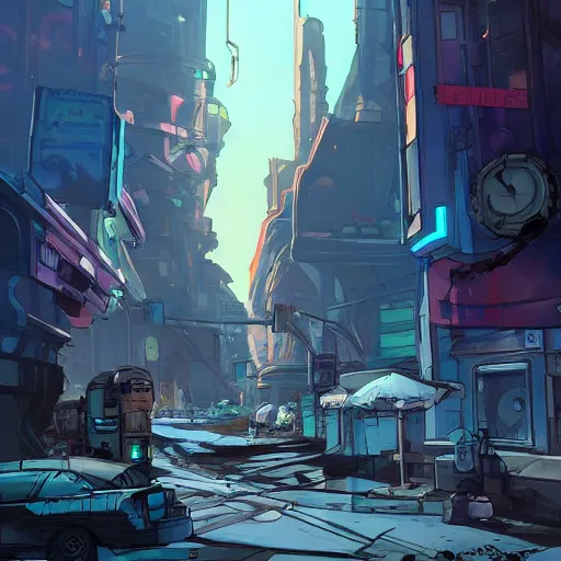 Image similar to science fiction city, borderlands 3 concept art, llustration, cyberpunk dark fantasy art, gta 5 cover, official fanart behance hd artstation by jesper ejsing, by rhads, makoto shinkai and lois van baarle, ilya kuvshinov, ossdraws