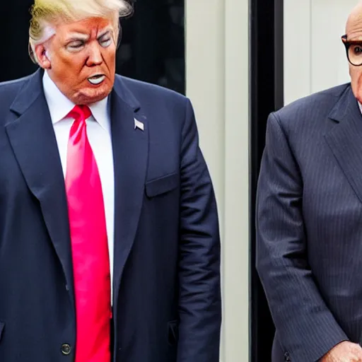 Prompt: donald trump and rudy giuliani locked up in a poorly kept prison