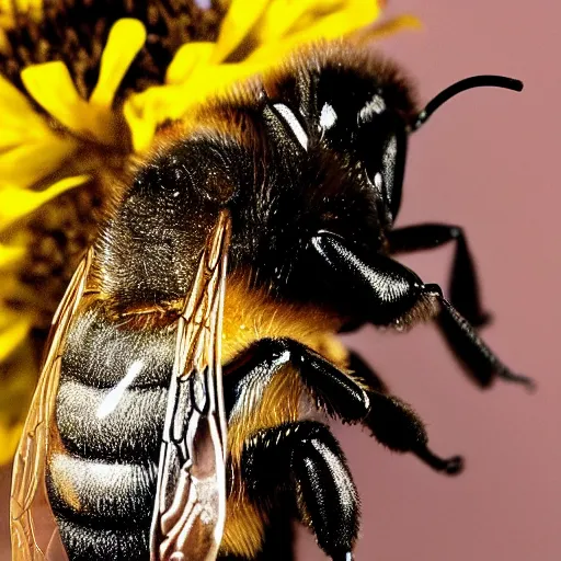 Image similar to closeup image of a bee with beyonce face