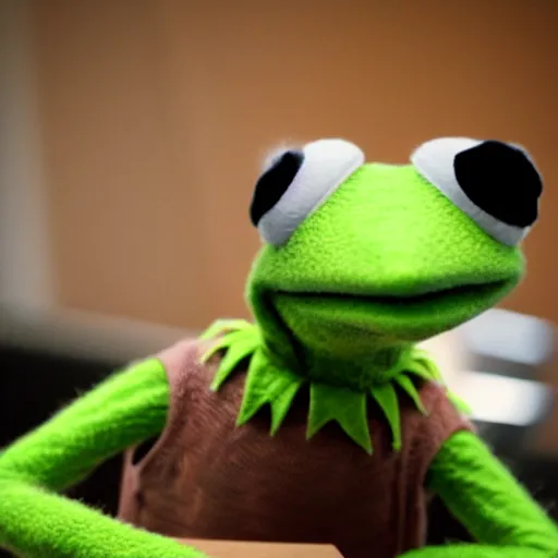 Prompt: drunk kermit the frog