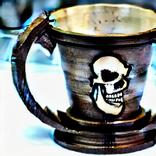 Image similar to a gothic style cup with a skeleton and the word'gamimg'on it