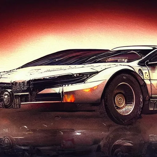 Image similar to Very very very very detailed, very very very very realistic image of very very very detailed cyberpunk car, Mars as background , by very very very very talented artist in very very very very aesthetic photorealism style