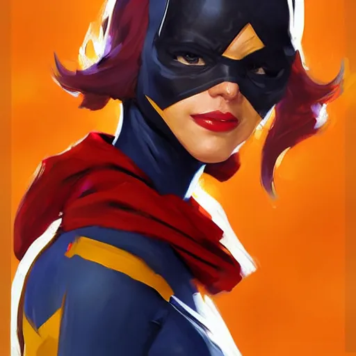 Image similar to greg manchess portrait painting of ms. marvel as overwatch character, medium shot, asymmetrical, profile picture, organic painting, sunny day, matte painting, bold shapes, hard edges, street art, trending on artstation, by huang guangjian and gil elvgren and sachin teng