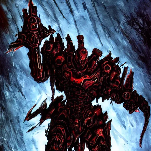 Image similar to doom slayer, painted by tsutomu nihei, painted by stanley lau