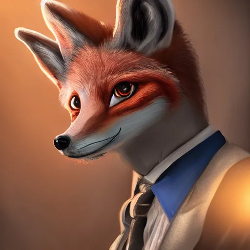 Image similar to award - winning extremely detailed fantasy art of a cute male anthropomorphic vulpes vulpes fulva teacher wearing suit working at a school, 4 k cinematic still photography, dramatic lighting, lifelike hyper realistic