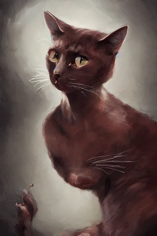 Image similar to cat art by Tony Diterlizzi, by Wangechi Mutu, by WLOP, Illustration, DSLR, Warm Color Palette, 3D, Super-Resolution, Moody Lighting , Trending on artstation, artstationHD, artstationHQ, 4k, 8k