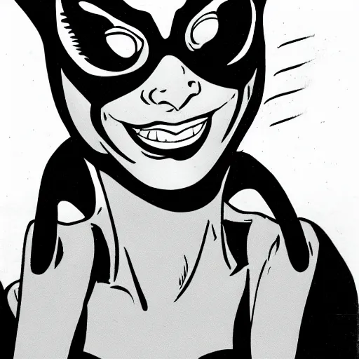 Image similar to portrait of catwoman doing funny faces