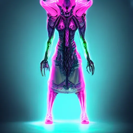 Image similar to a realistic antropomorphic pink elephant dressing necromancer clothes sited in a xenomorphic throne with glow neon eyes, finely detailed, 4 k, photorealistic, cycles engine,