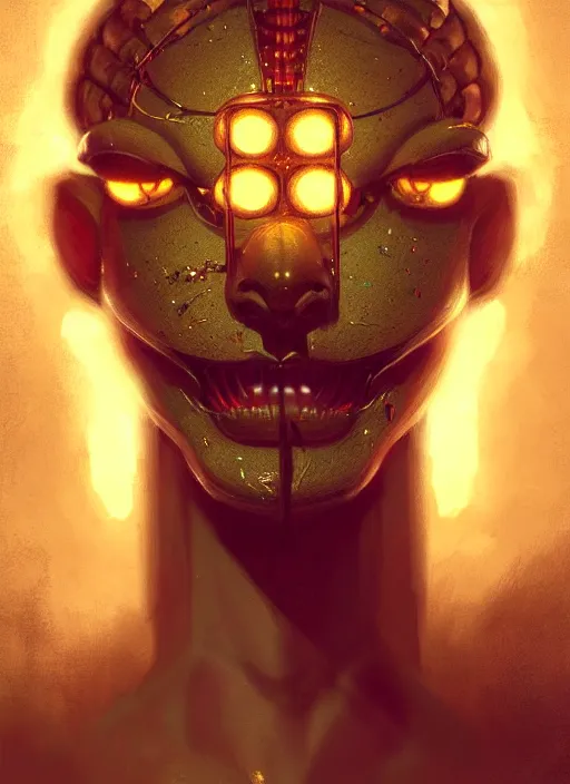 Image similar to portrait of springtrap, intricate, elegant, glowing lights, highly detailed, digital painting, artstation, concept art, sharp focus, illustration, art by wlop, mars ravelo and greg rutkowski