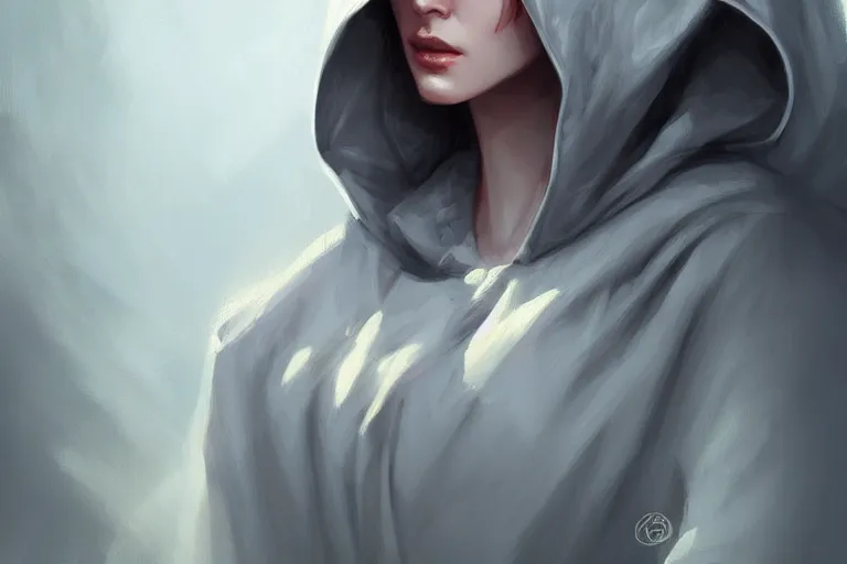 Image similar to « a painting of a woman with a hood on, a digital painting by charlie bowater, featured on cgsociety, fantasy art, behance hd, wiccan, artstation hd »