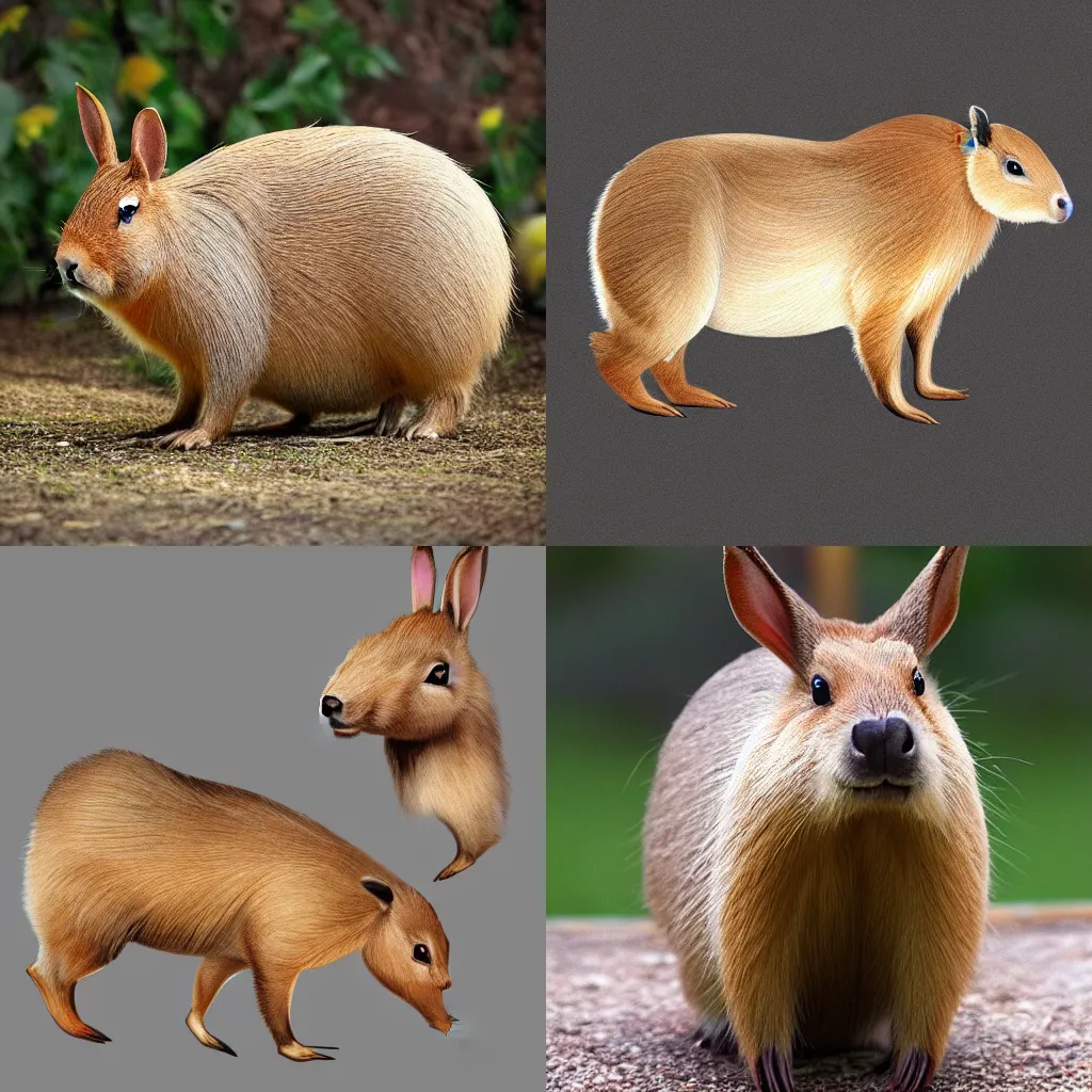 Prompt: rabbit capybara fusion, realistic, hd