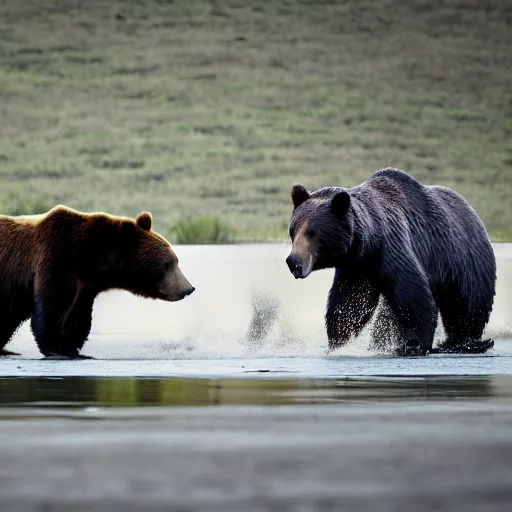 Prompt: national geographic photograph of a bear attacking a horse