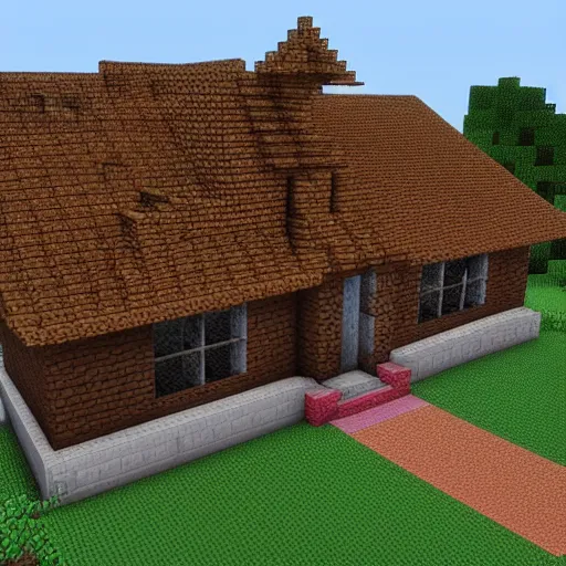 Image similar to new house of Ned Flanders in minecraft, cinematic, realistic, highly detailed, artstation, illustration