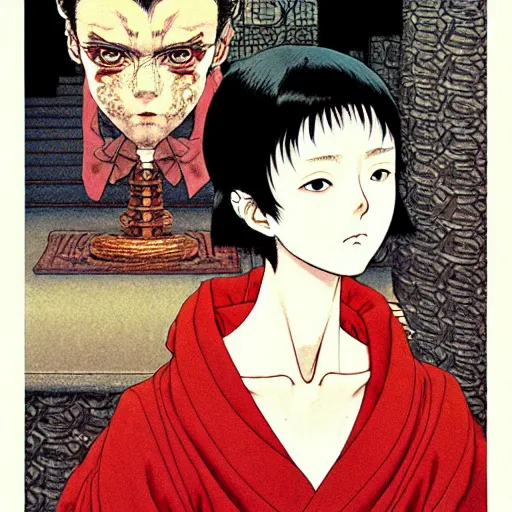 Image similar to prompt: Portrait painted in Miyazaki color style drawn by Katsuhiro Otomo and Takato Yamamoto, inspired by Fables, china doll face, smooth face feature, intricate oil painting, high detail, sharp high detail, manga and anime 2000