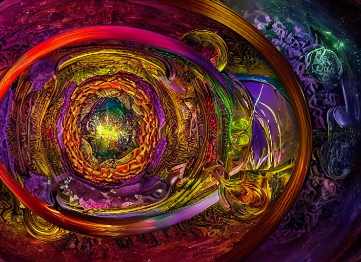 Image similar to the ouroboros of infinite flower universes, by adriaen van der spelt, dichromatism, paradox, volumetric light, insanely detailed and intricate, hypermaximalist, warm colors, dramatic lighting, smooth, sharp focus, extremely detailed, aesthetically pleasing composition