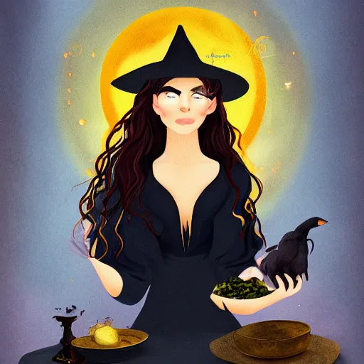 Image similar to Portrait of a young gorgeous witch making magic with her hands, eeries, mystical, in the style of Wlop