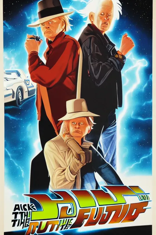 Prompt: A poster for Back to the Future, designed and painted by ralph mcquarrie