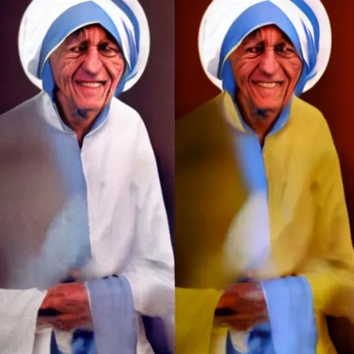 Prompt: before and after photoshopping mother teresa