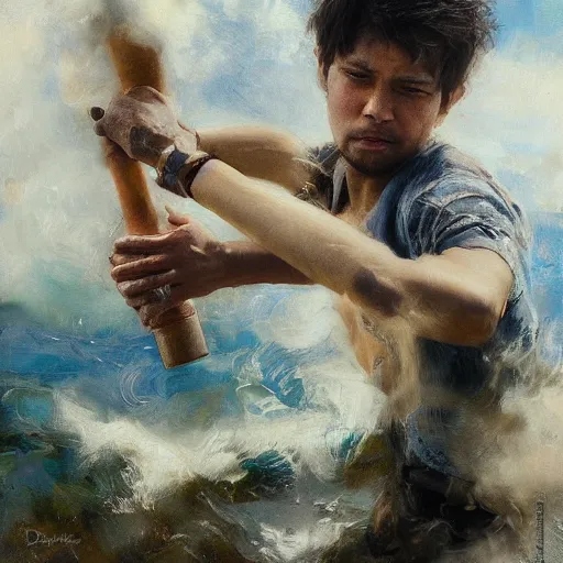 Image similar to close up of rishi sunake fighting global warming and draught, cinematographic shot, by daniel f. gerhartz