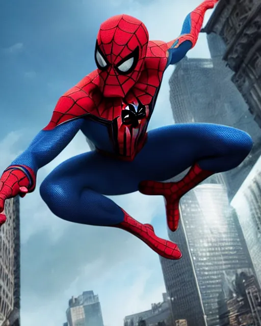 Image similar to A photo of an live-action animated SpiderMan movie without mask starring emma watson. Emma watson face reveal. Spiderman without mask. rendered in Unreal Engine, 8K concept art, detailed, cohesive, mixed media, volumetric lighting, ambient occlusion, 8K 3D, shot on Kodak Ektar