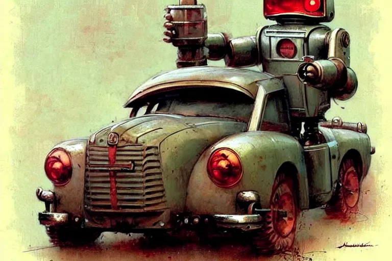 Image similar to adventurer ( ( ( ( ( 1 9 5 0 s retro future robot android mouse rv wagon tonka robot. muted colors. ) ) ) ) ) by jean baptiste monge!!!!!!!!!!!!!!!!!!!!!!!!! chrome red