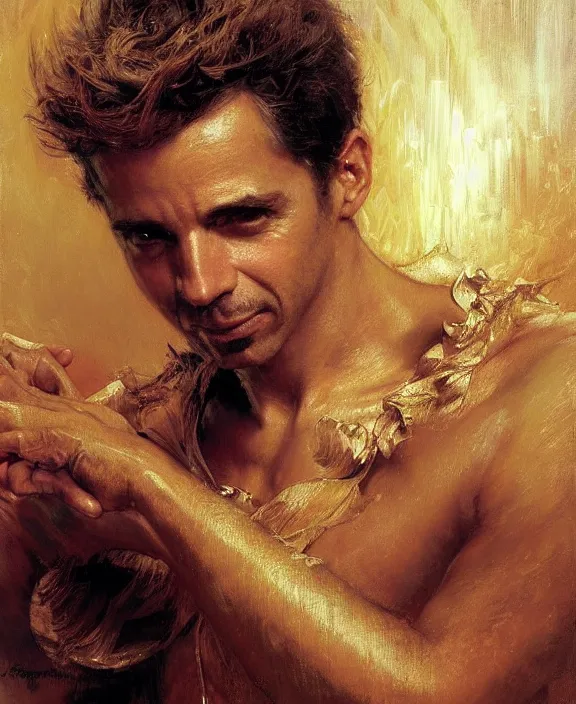 Image similar to portrait of eros ramazzotti, joyful, highly detailed painting by gaston bussiere, craig mullins, j. c. leyendecker 8 k,