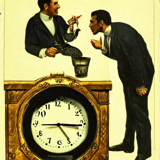 Prompt: a man who asks another man What time is it?