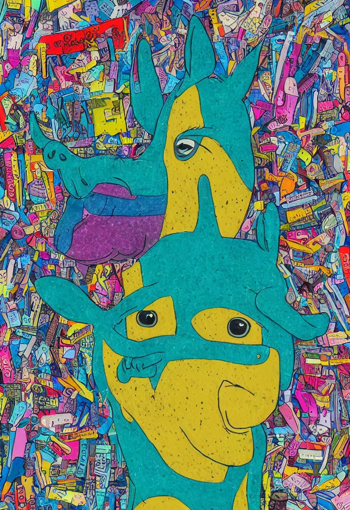 Image similar to portrait of bojack horseman, award winning hyper detailed outsider art