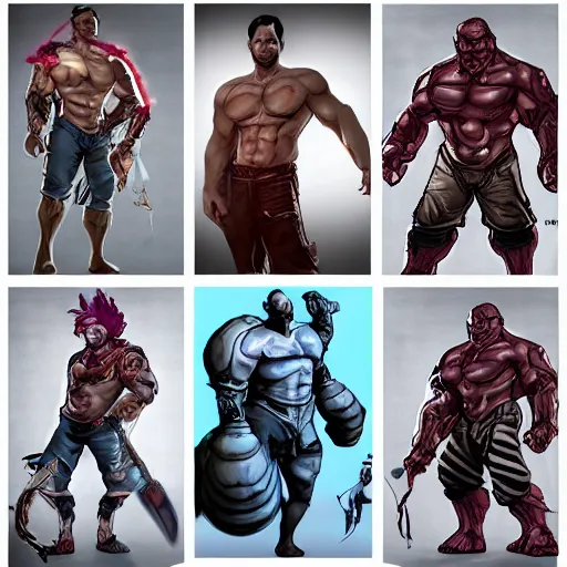 Prompt: bulking Physique Portrait Aziz ansari pixar unreal engine 4 tribal tattoos Overdrive Final Fantasy tactics Portrait of Red Titan being summoned Dave Dorman Donato Giancola Ruan Jia borderlands cel-shaded