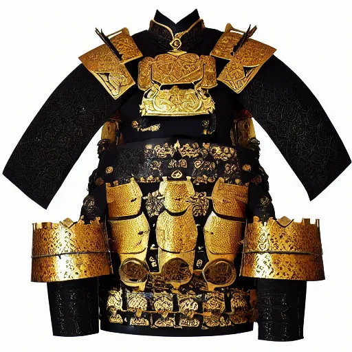 Image similar to gilded samurai armor set ornate intricate design in the style of aoi matsuri