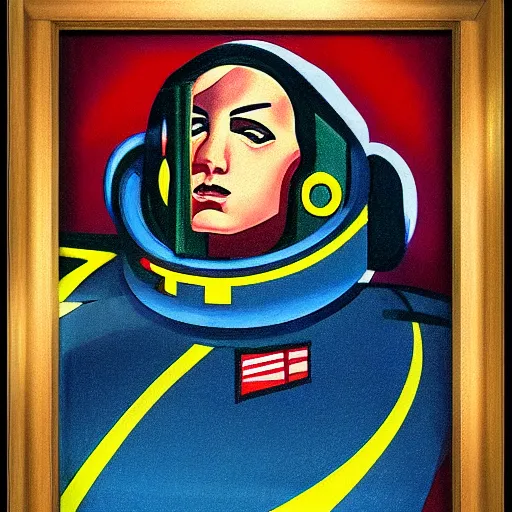 Image similar to Art Deco painting portrait of space-marine in Art Deco architecture style high detail