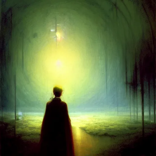 Image similar to a young woman lucid dreaming in cyberspace photoreal, atmospheric, by william turner, by beksinski, by caspar david friedrich, oil painting, romantism, realism, limited palette