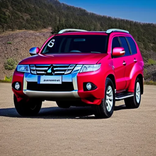 Prompt: a 2016 Mitsubishi Pajero Sports with trans colors, Promotional Photography, Professional, 4k photo