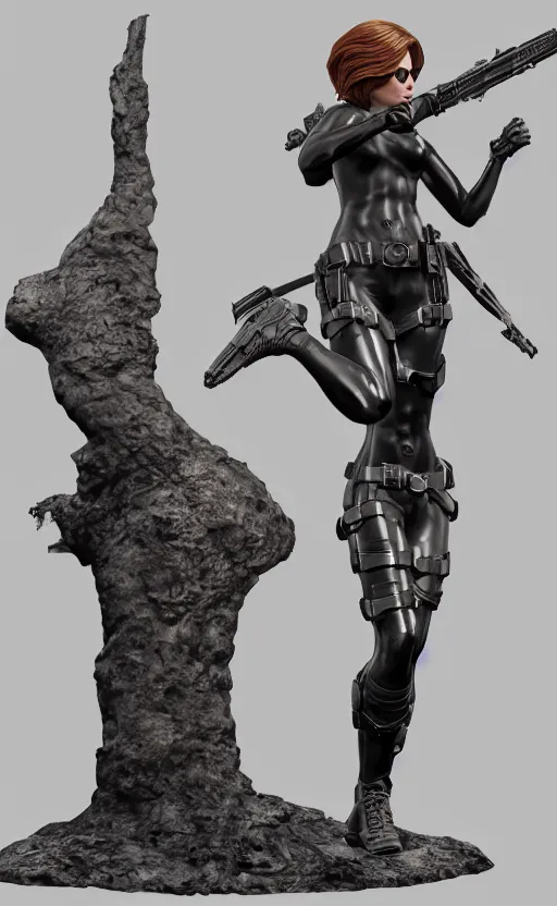 Image similar to black widow, bronze statue, unreal engine, high detailed